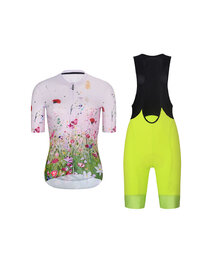 RIVANELLE Rövid kerékpáros mez rövidnadrággal - IN BLOOM - sárga/fekete/rózsaszín/színes